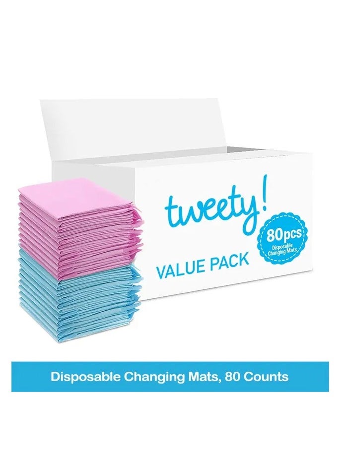 Tweety Disposable Changing Mats, 80 Counts, Soft Waterproof Mat, Portable Leak Proof Changing Mat, New Mom Leak-Proof Under pad, Mattress Table Protector Pad  - Image 2