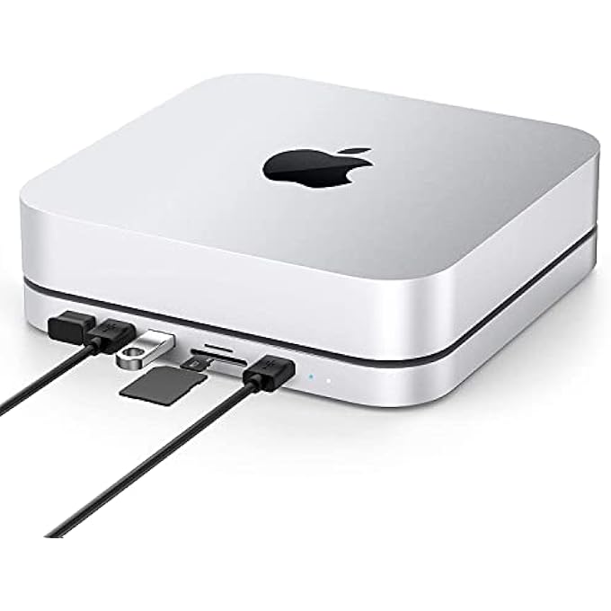 rayihni محور USB-C مع غلاف قرص صلب لجهاز Mac Mini M1، محطة إرساء من نوع C وحامل لجهاز Mac Mini الجديد M1 مع فتحة SATA SSD/HDD، منافذ USB 3.0 و 2.0، قارئات بطاقات SD/TF - Image 1