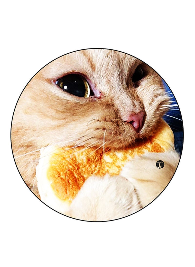 RKN Cat Printed Mouse Pad  Round  Multicolour