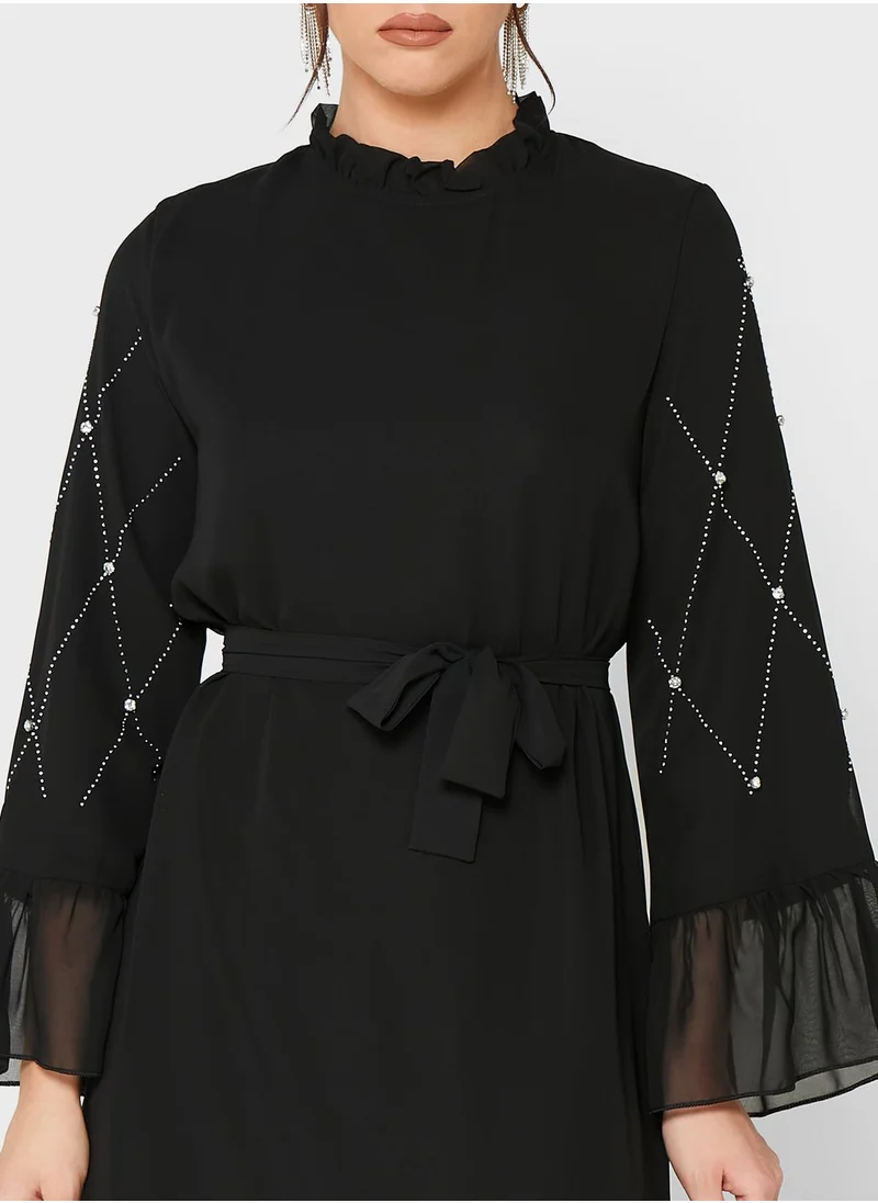 Khizana Tiered Belted Dress