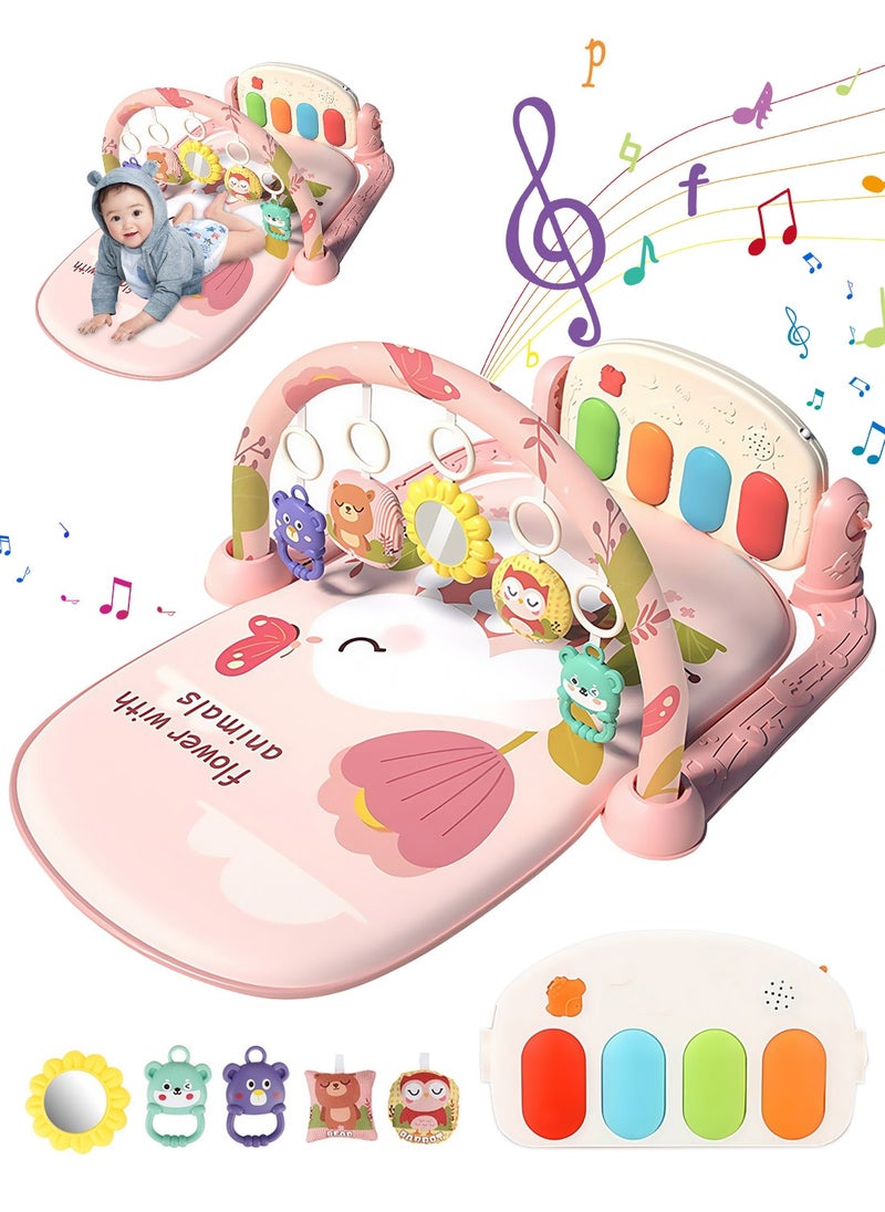 MaBaby Baby Play Mat Baby Gym,Funny Play Piano Tummy Time Baby Activity Mat with 5 Infant Sensory Baby Toys, Music and Lights Boy & Girl Gifts for Newborn Baby 0 to 3 6 9 12 Months  - Image 1