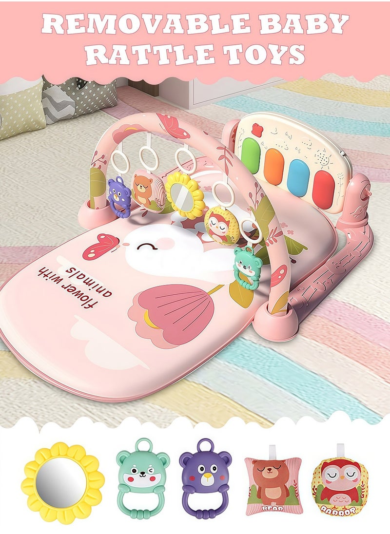 MaBaby Baby Play Mat Baby Gym,Funny Play Piano Tummy Time Baby Activity Mat with 5 Infant Sensory Baby Toys, Music and Lights Boy & Girl Gifts for Newborn Baby 0 to 3 6 9 12 Months  - Image 4