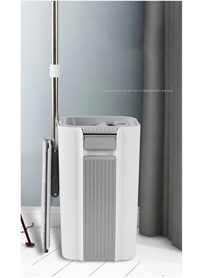 Dreamons Link Microfiber Flat Mop With Bucket Cleaning Squeeze Hand Free Floor Mop 8 Reusable Mop Pads Stainless Steel Handle 360 Rotating Head Squeeze Flat Mop Set - Image 2