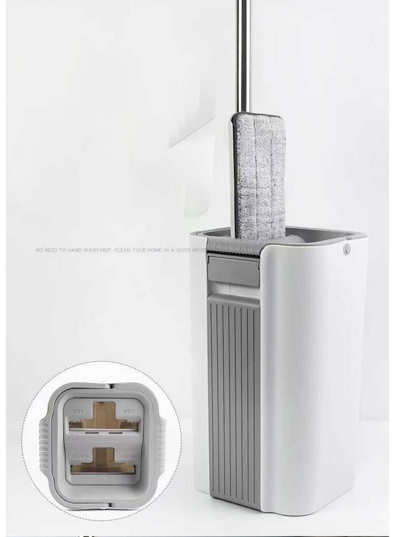 Dreamons Link Microfiber Flat Mop With Bucket Cleaning Squeeze Hand Free Floor Mop 8 Reusable Mop Pads Stainless Steel Handle 360 Rotating Head Squeeze Flat Mop Set - Image 3