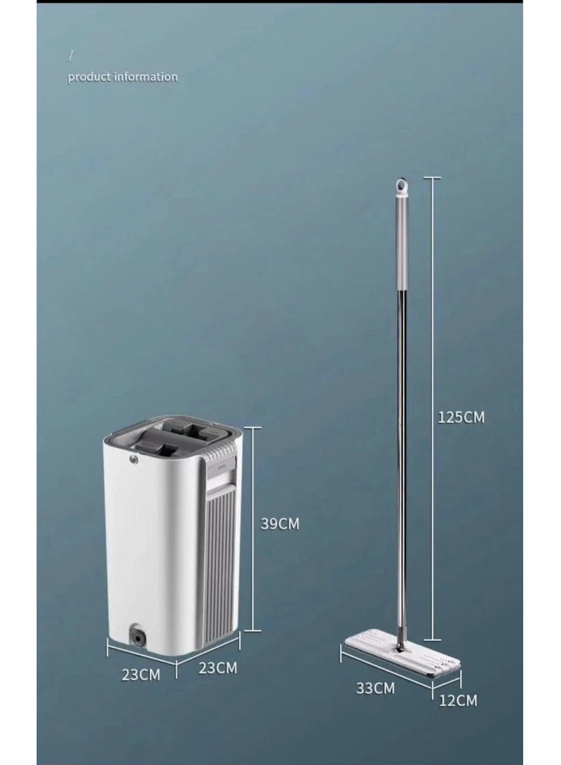 Dreamons Link Microfiber Flat Mop With Bucket Cleaning Squeeze Hand Free Floor Mop 8 Reusable Mop Pads Stainless Steel Handle 360 Rotating Head Squeeze Flat Mop Set - Image 4