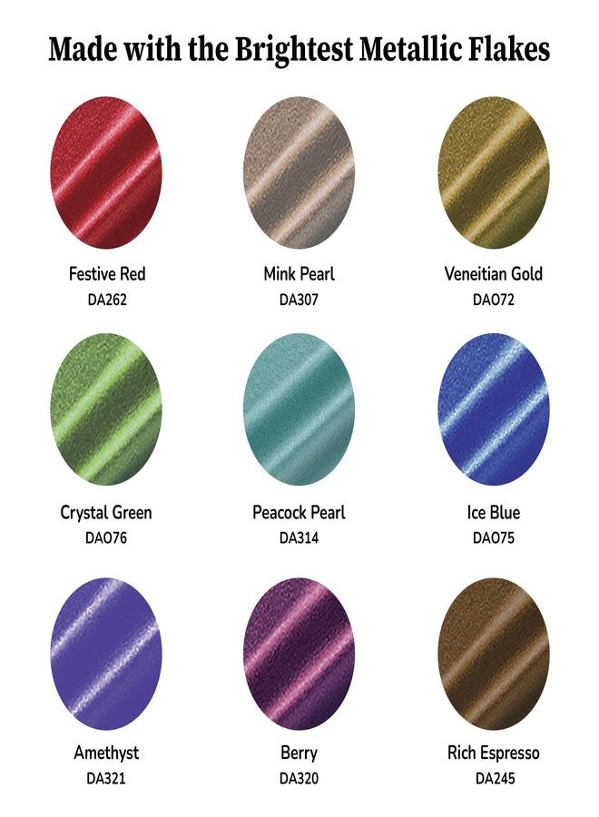 DecoArt Americana Acrylics Paint DAZZLING METALLICS, Bold Metallic Set of 9 Bold Colors, 2 fl oz Bottle (Pack of 9) - Image 2