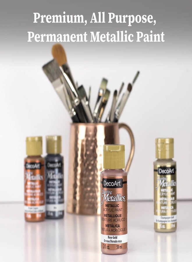 DecoArt Americana Acrylics Paint DAZZLING METALLICS, Bold Metallic Set of 9 Bold Colors, 2 fl oz Bottle (Pack of 9) - Image 3