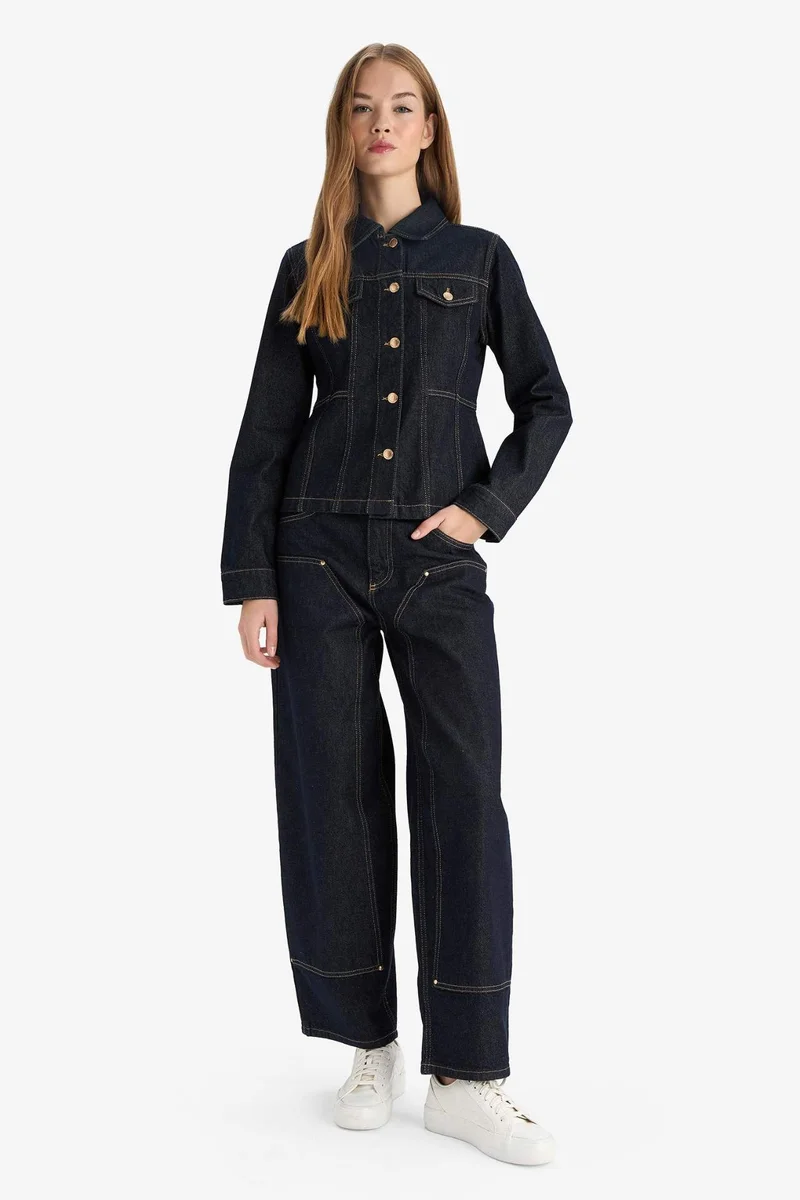 ديفاكتو Barrel Fit High Waist Long Jeans