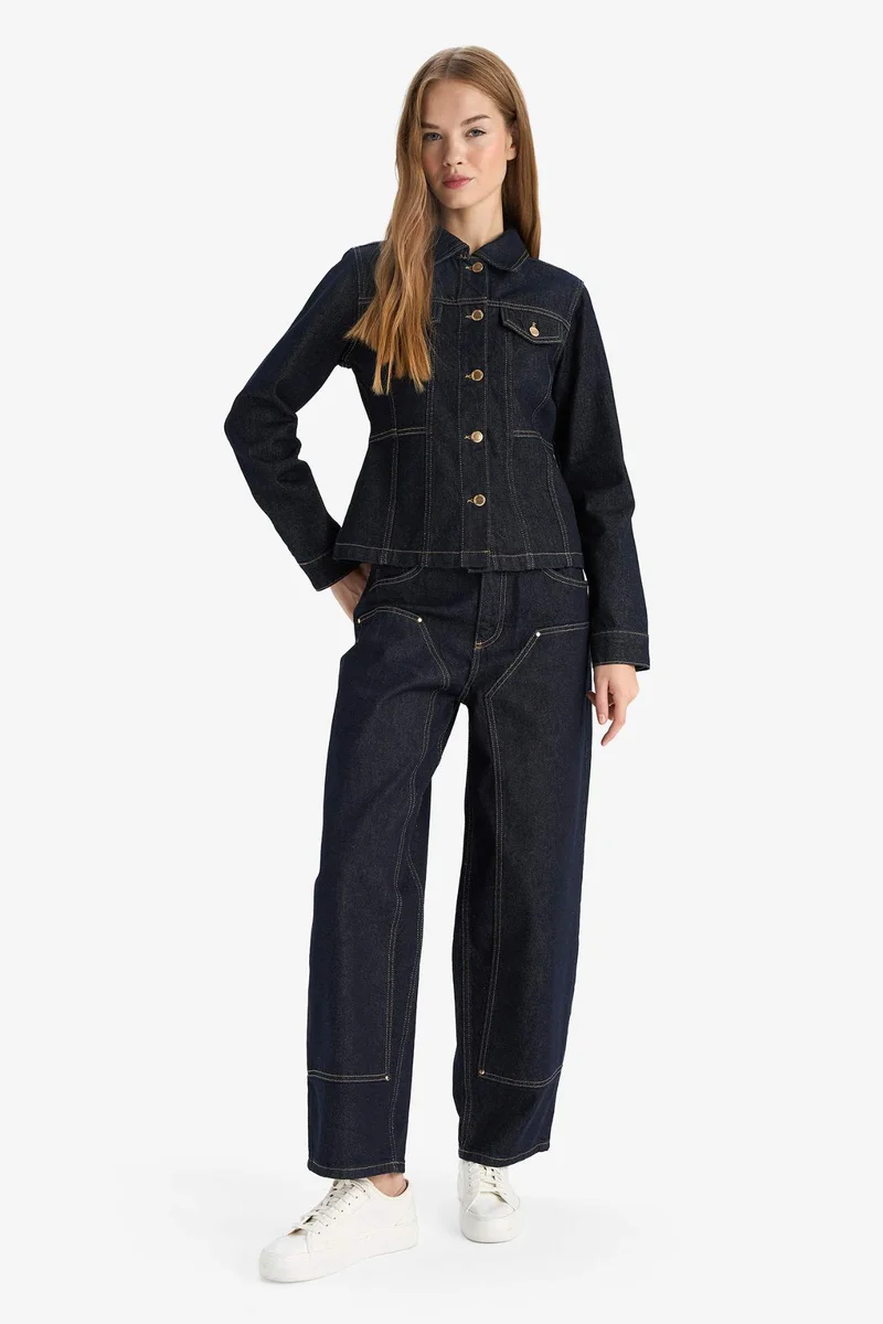 ديفاكتو Barrel Fit High Waist Long Jeans
