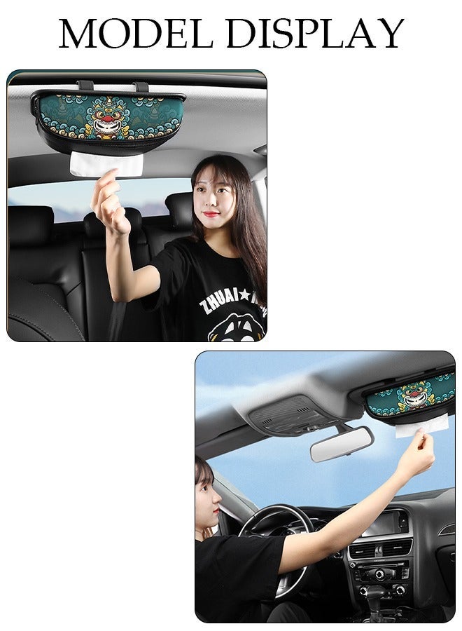 DUNISO Car Tissue Box Holder Sun Visor Napkin Holder Multipurpose Car Visor Tissue Holder Luxury Faux Leather Backseat Tissue Case Holder - Image 2