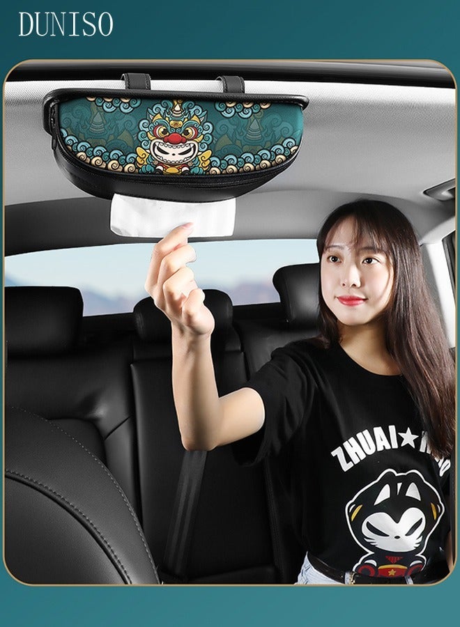 DUNISO Car Tissue Box Holder Sun Visor Napkin Holder Multipurpose Car Visor Tissue Holder Luxury Faux Leather Backseat Tissue Case Holder - Image 5