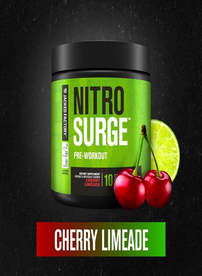 Jacked Factory NITROSURGE Pre Workout Supplement - Endless Energy, Instant Strength Gains, Clear Focus, Intense Pumps - NO Booster & Preworkout Powder with Beta Alanine - 10 Servings, Cherry Limeade - Image 4