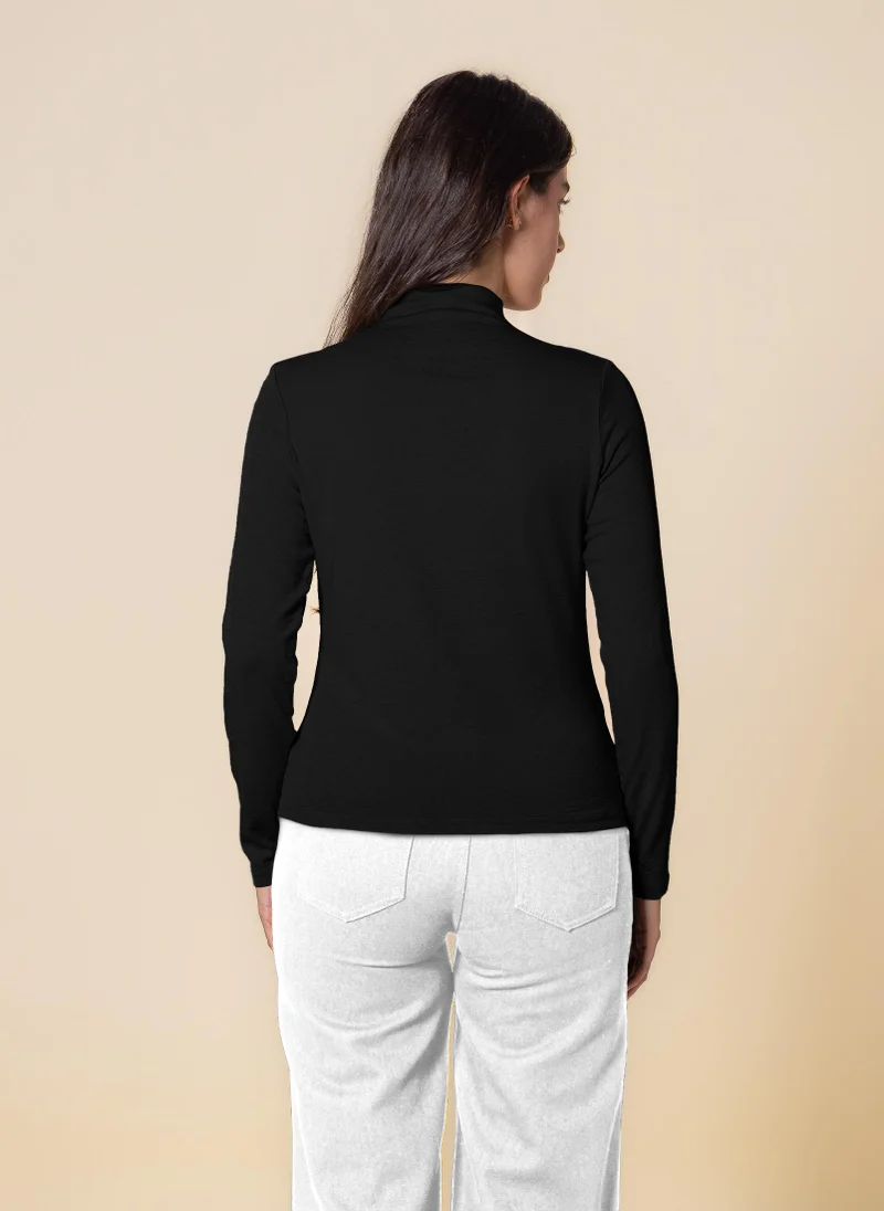 SHAPES FINE KNIT HIGH NECK TOP