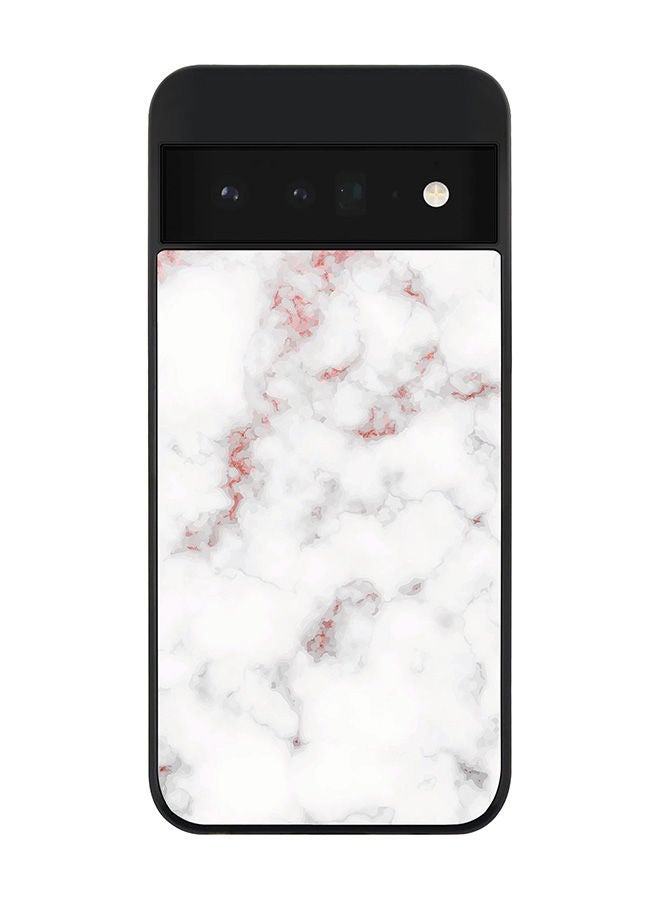 Rugged Black edge case for Google Pixel 6 Pro 5G Slim fit Soft Case Flexible Rubber Edges Anti Drop TPU Gel Thin Cover - Marble Print Rose Grey