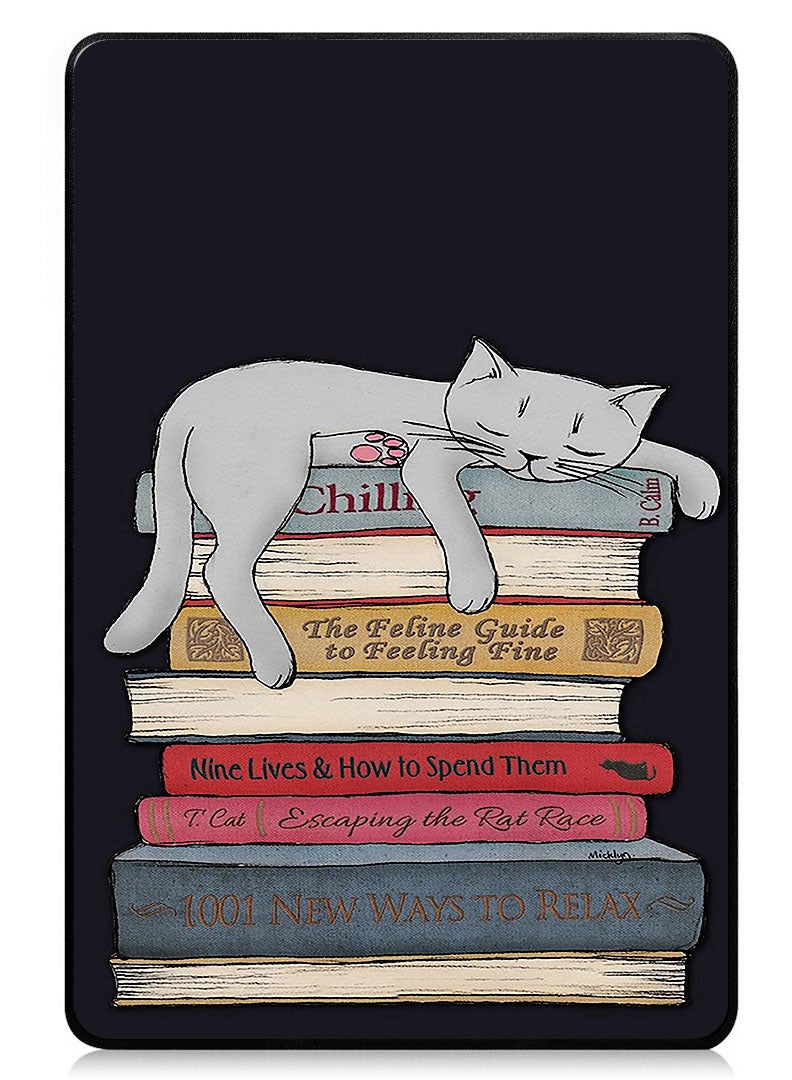 Theodor Protective Flip Case For Xiaomi Pad 7 & Xiaomi Pad 7 Pro With Trifold Stand Auto Wake Sleep Shockproof Cover - Cat With Books - Image 1