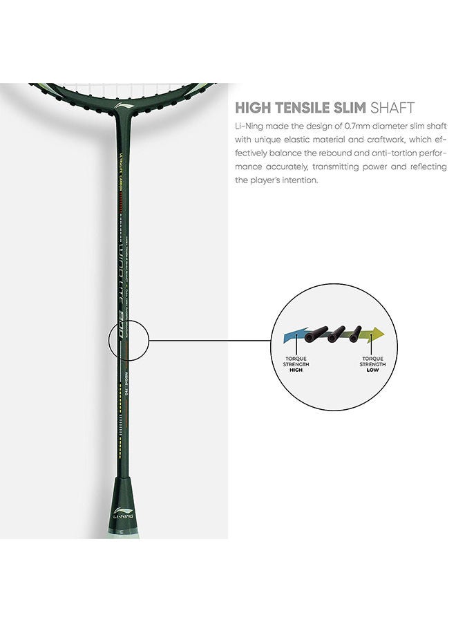 Li-Ning مضرب تنس الريشة Li-Ning Wind Lite 800 المصنوع من ألياف الكربون مع غطاء مضرب كامل | للاعبين المتوسطين | 79 جرام | أقصى شد للوتر - 30 رطلاً - Image 2