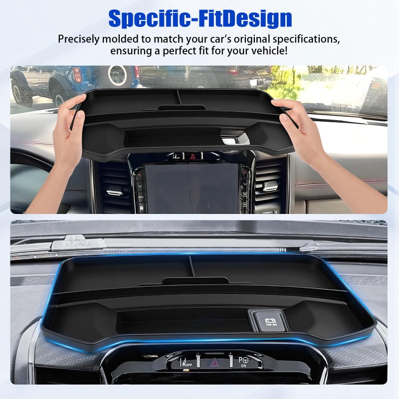 Ryansunoro 12 inches and 14.4 inches Screen Dashboard Storage Organizer Compatible with Dodge RAM 1500 2019-2026, Anti-Slip Silicone Dashboard Tray Replacement Accessories - Image 4