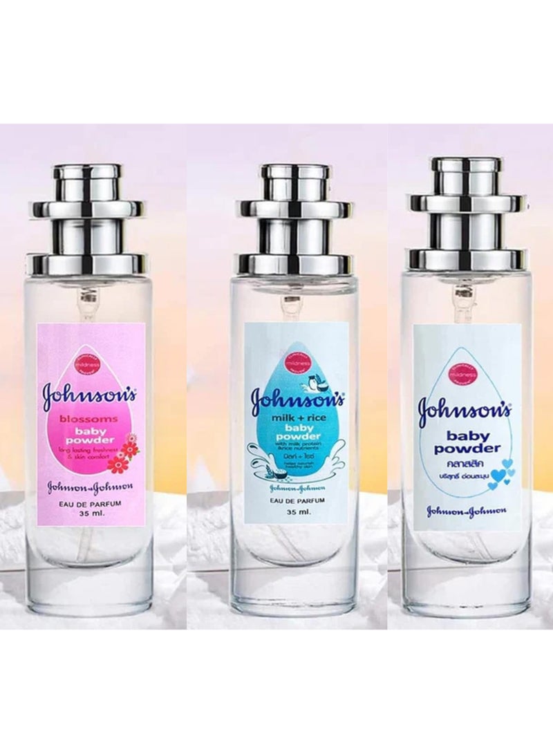 Johnson's Baby Johnson’s Body Perfume Powder – 35 ml (Baby Powder, Milk & Rice, Blossoms) - Image 1
