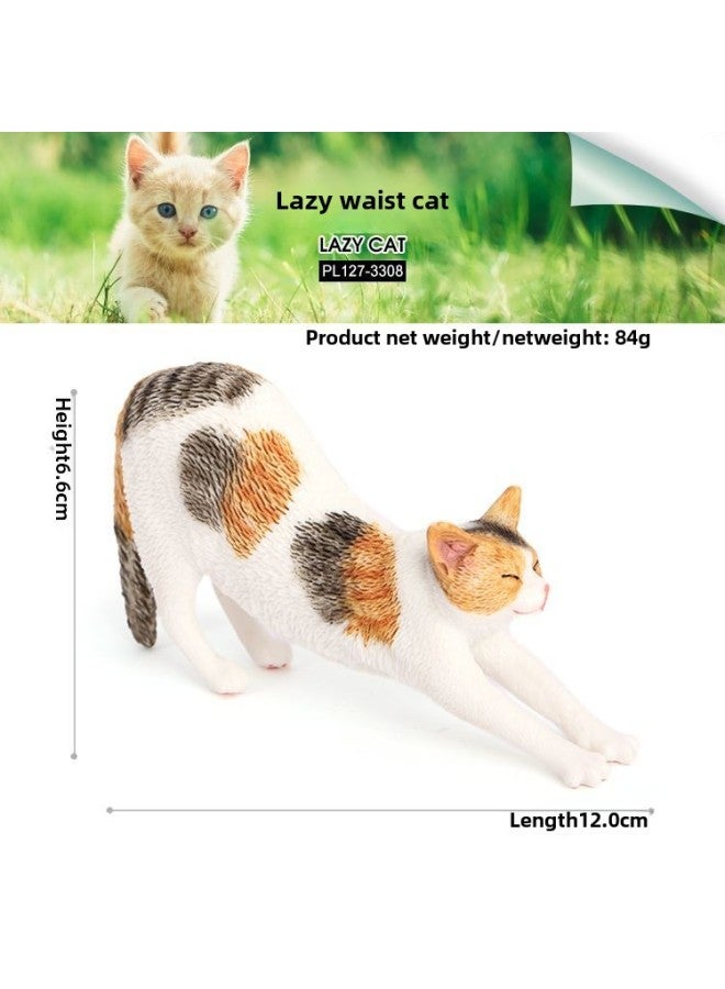 Children's Simulation Solid Animal Model Chai Dog Golden Retriever Dog Lazy Cat Garfield White Mouse Pet Ornaments Toy-Color:127-3308 Lazy Cat (large)  - Image 1