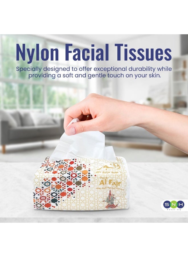 SNH Packing Al Fajr Fluffy Facial Tissue Pack of 10, 600 Sheets × 2 Ply Total 6000 Sheets - Image 3