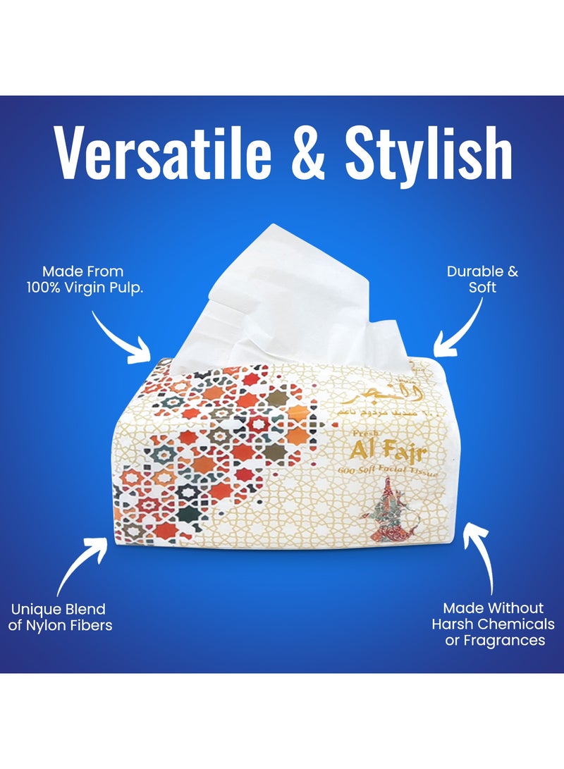 SNH Packing Al Fajr Fluffy Facial Tissue Pack of 10, 600 Sheets × 2 Ply Total 6000 Sheets - Image 2