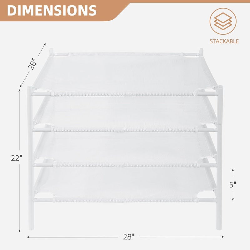 STORAGE MANIAC Sweater Drying Rack, Mesh Clothes Drying Rack, Stackable Laundry Drying Rack, Lay Flat Dryer for Delicates, Portable Dry Rack for Indoor or Outdoor, White, 4-Pack - Image 3