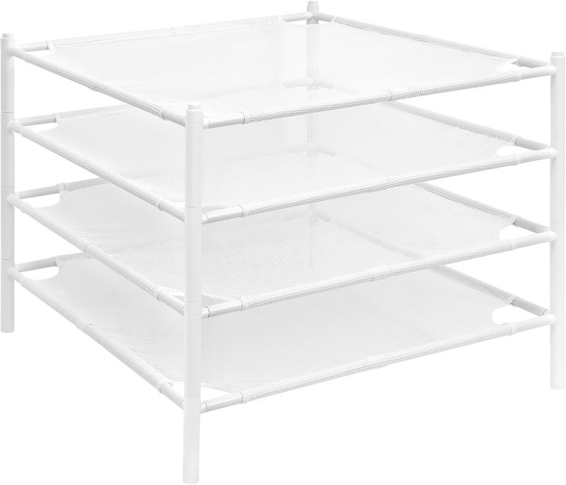 STORAGE MANIAC Sweater Drying Rack, Mesh Clothes Drying Rack, Stackable Laundry Drying Rack, Lay Flat Dryer for Delicates, Portable Dry Rack for Indoor or Outdoor, White, 4-Pack - Image 1