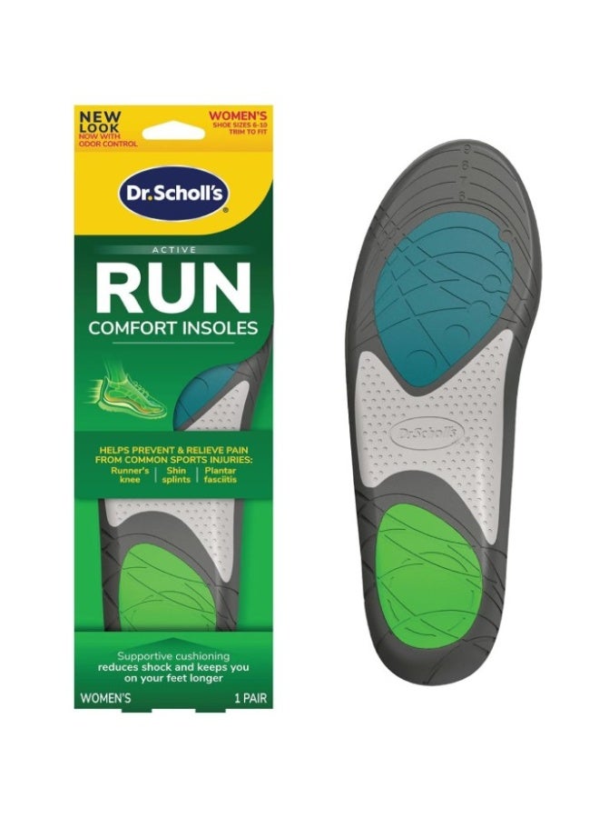 Dr. Scholl's Dr. Scholl’s Run Comfort Insoles for Women – 1 Pair, Size 6–10, Trim to Fit, Shock Absorbing Arch Support for Running & Everyday Comfort - Image 1