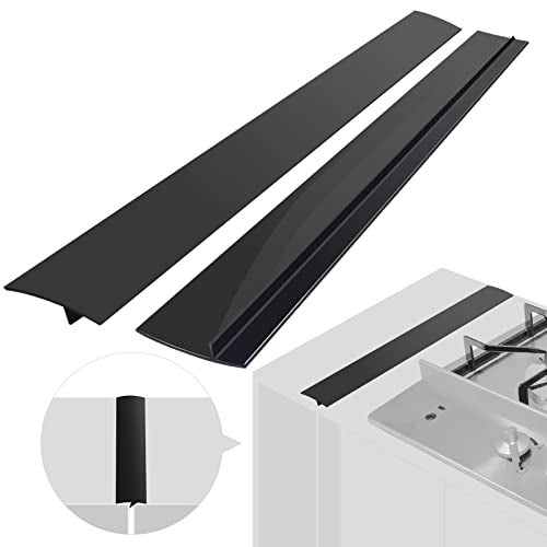 SameTech Silicone Stove Counter Gap Cover (2 Pack),Easy Clean Heat Resistant Wide & Long Kitchen Stove Gap Filler,Seals Spills Between Counters, Oven, Stovetops, Washing Machines, Washer, Dryer(21in, Black) - Image 1