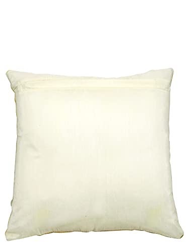 Urvaan Cream Velvet Floral Print Cushion Cover, 16 x 16 Inch, Set of 7, Multicolour - Image 3