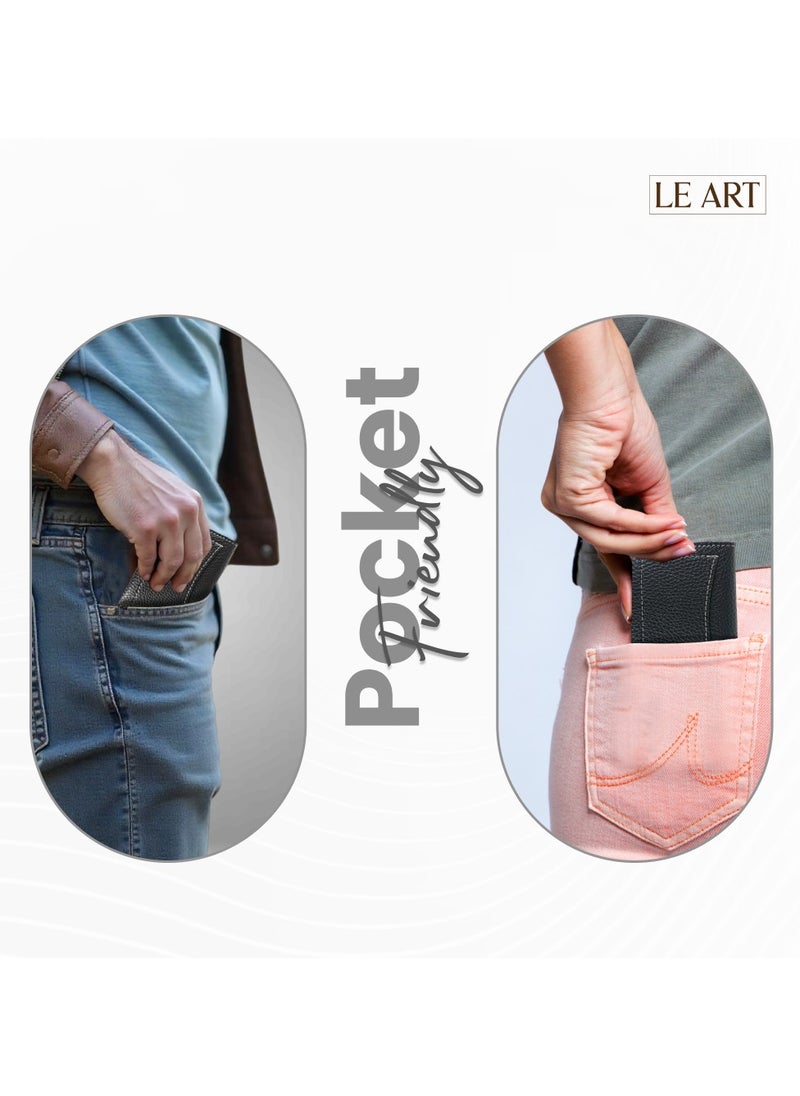 LeArt Leather Coin Wallet for Men & Women | Coin Purse | Coin Holder | For Coins, Keys, Earphones, Cards, AirPods, Rosary | Great Gifting Option (Wallet Black)  - Image 4