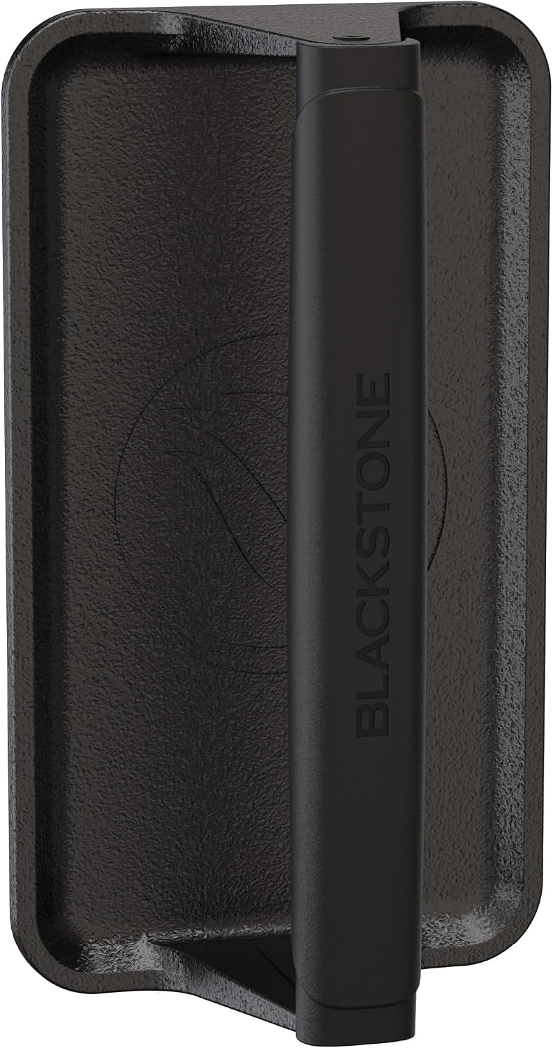 مكبس صينية الحديد الزهر المتحمص مسبقًا من Blackstone، مقاس 10 بوصات × 5.5 بوصة (مستطيل)، لون أسود، متوسط الحجم وعالي القوة، مناسب لطهي اللحوم والهامبرغر والبيكون والستيك والبانيني والساندويشات والنقانق. - Image 1