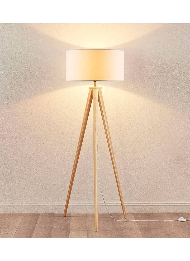 DubaiGallery - Floor Lamp with Tripod, Mid Century Modern Floor Lamp for Contemporary Living Room, High Survey Lamp with Wooden Legs, with LED Bulbs - Image 1