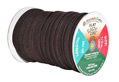 Mandala Crafts 3mm 50 Yds Roll of Brown Elastic Bands for Sewing - 1/8 Flat Elastics Cord - 1 8 Inch Braided Stretch Straps for Crafting - Image 2