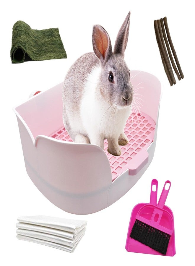 MUYG 15.1"X11.0" Large Rabbit Litter Box,Plastic Square Rabbits Potty Trainer with Bigger Pan Bunny Corner Toilet Box with Small Animal Disposable Liner for Guinea Pigs Hamster Chinchilla(Purple) - Image 1