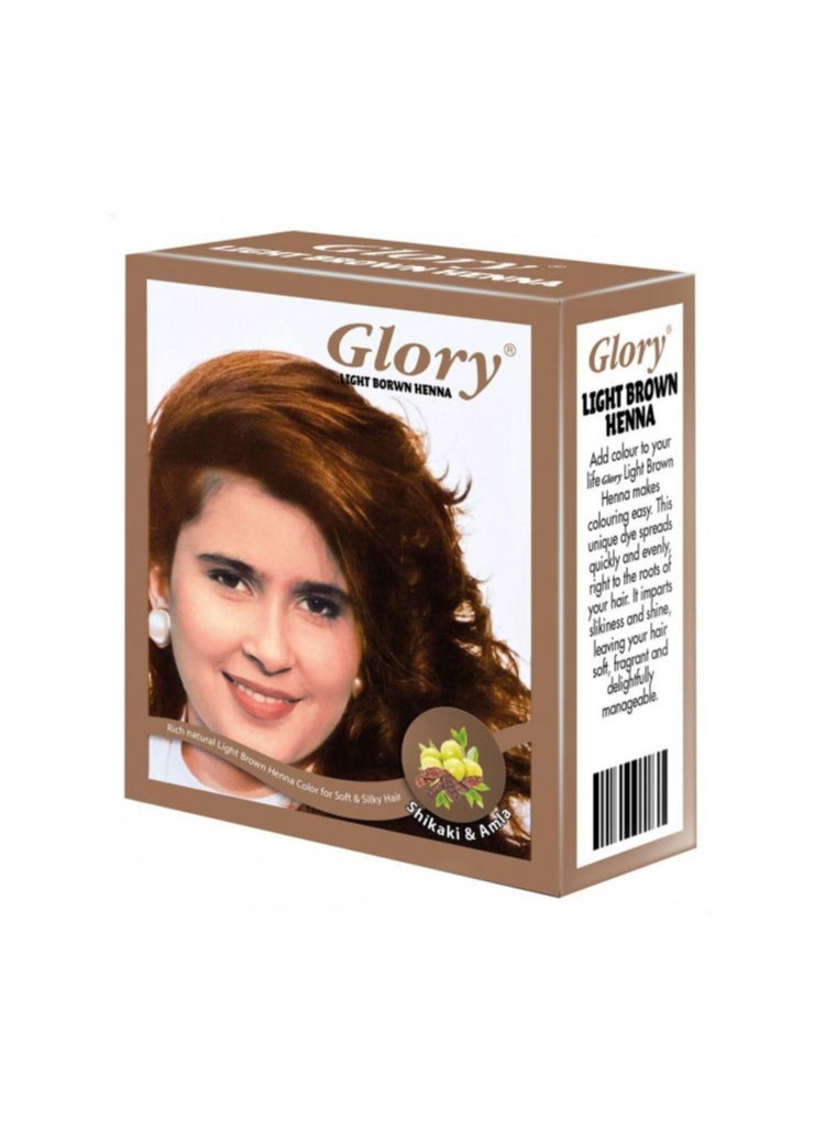 Glory LIGHT Brown henna - a rich natural color for soft and silky hair - 6 small sachets in the package 