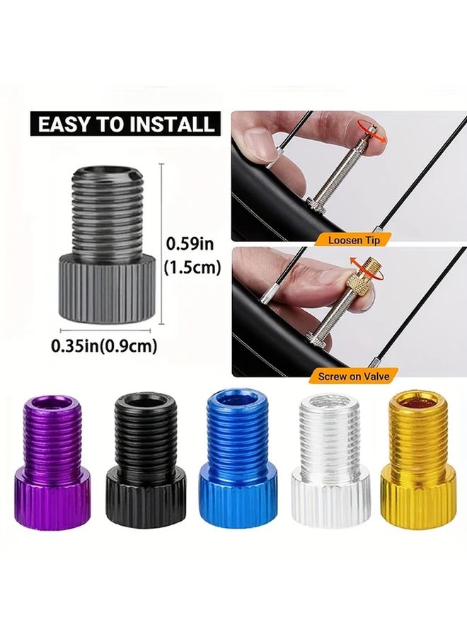 20pcs Silver Bicycle Tire Valve Adapter Set Presta To Schrader Converters With Valve Caps - Image 2