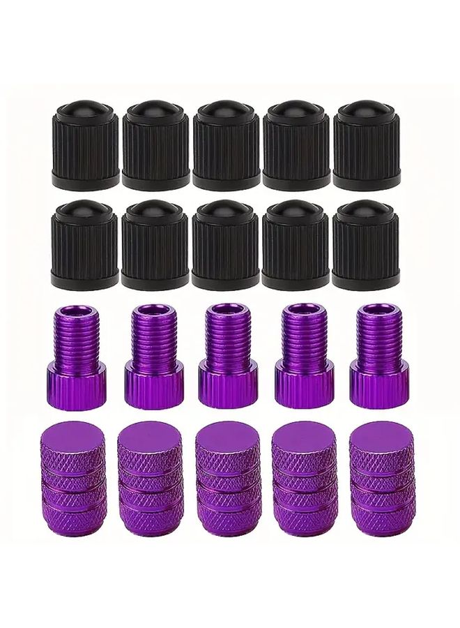 20pcs Silver Bicycle Tire Valve Adapter Set Presta To Schrader Converters With Valve Caps - Image 1