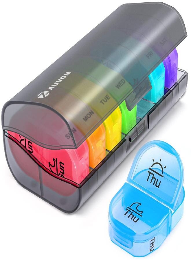 AUV0N AUVON Pill Box 2 Times a Day, Weekly Pill Organizer AM PM with 7 Daily Pocket Case to Hold Vitamin, Medicine, Medication, and Supplement - Image 1