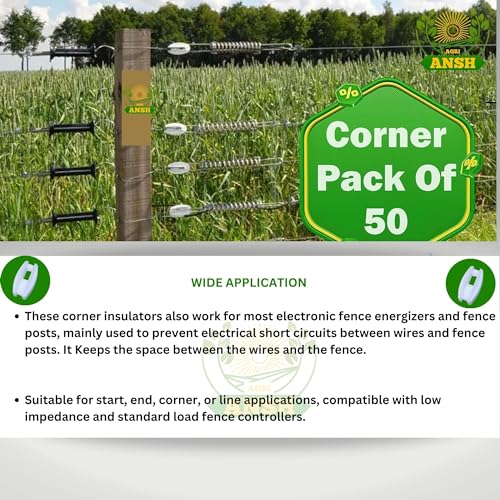 Agriansh Heavy Plastic Corner Insulator Used for Solar Zatka Machine Fencing with Clutch Wire Also Used for Fencing in Farm| Industrial Park| Garden| Home| White Heavy Plastic Insulator Pack of 50 - Image 3