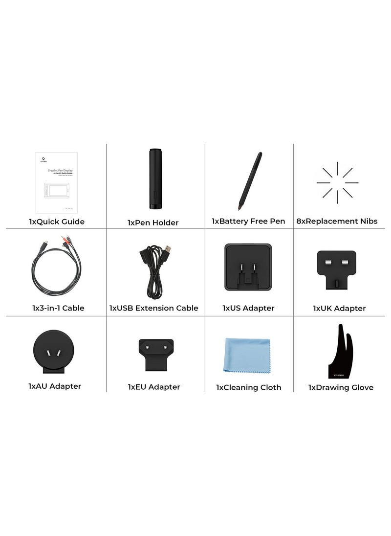 XP-PEN - Artist 12 11.6 inch FHD Drawing Graphic Tablet with Multifunction Pen and Holder - Image 1