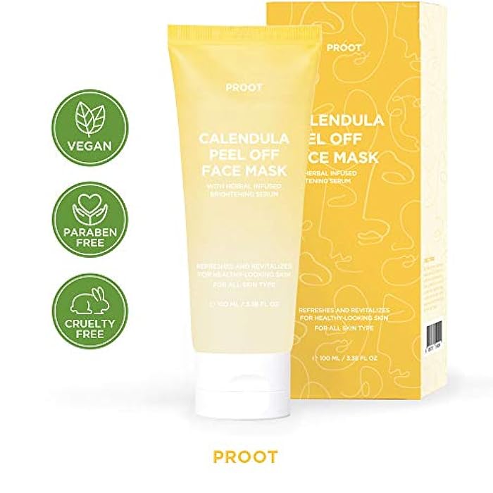 Proot Calendula Peel Off Mask | With Herbal Infused Brightening Serum | Formulated with Real Calendula Flower Leaves and Extracts | Korean Skin Care, Vegan, Cruelty-Free | 3.38 oz - Image 3