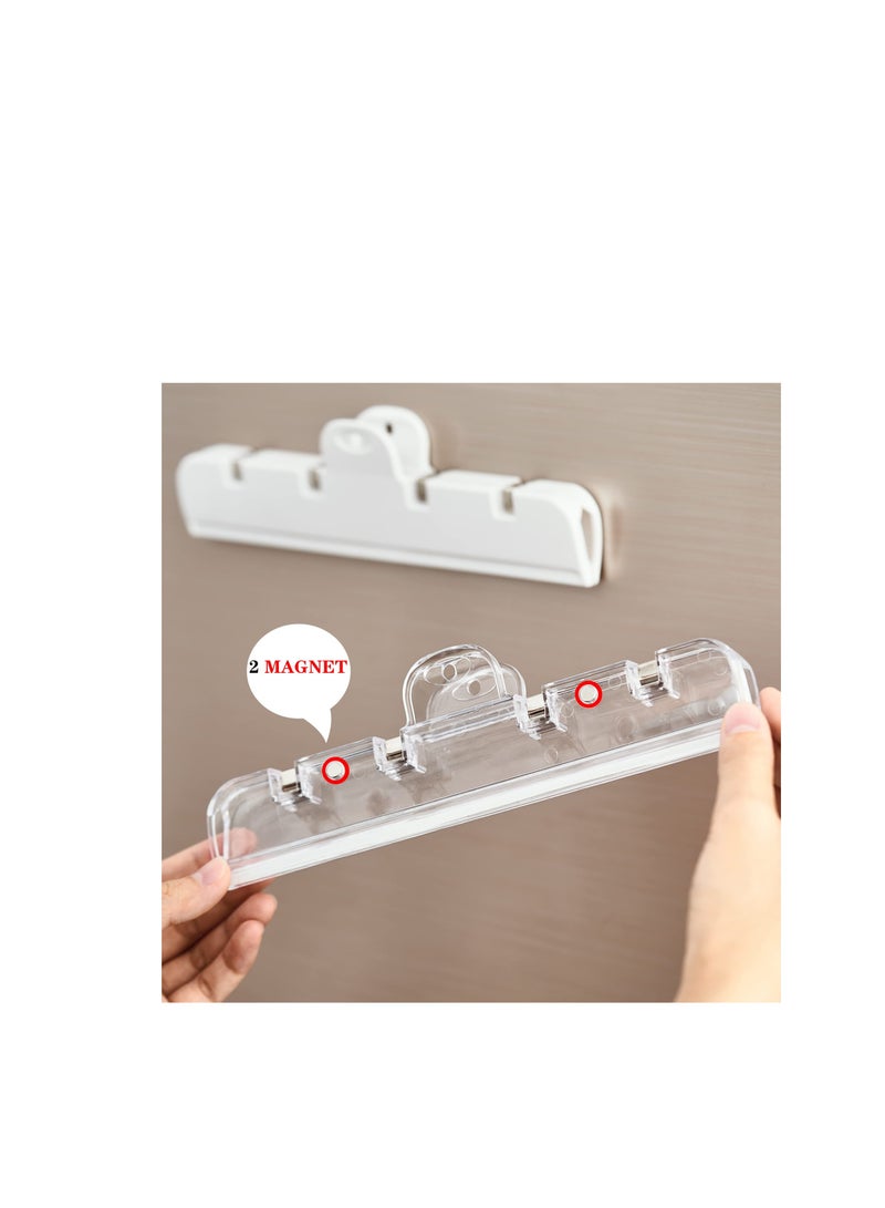 KASTWAVE 4 عبوة مشابك أكياس كبيرة مع مغناطيس، مشابك أكياس كبيرة لتخزين الطعام، مشابك الطعام مع قبضة مانعة لتسرب الهواء، مناسبة لأكياس الخبز، أكياس الوجبات الخفيفة وأكياس الطعام (أبيض، شفاف)  - Image 3