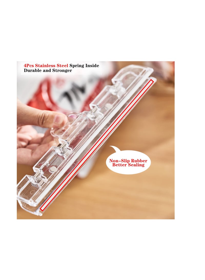 KASTWAVE 4 عبوة مشابك أكياس كبيرة مع مغناطيس، مشابك أكياس كبيرة لتخزين الطعام، مشابك الطعام مع قبضة مانعة لتسرب الهواء، مناسبة لأكياس الخبز، أكياس الوجبات الخفيفة وأكياس الطعام (أبيض، شفاف)  - Image 4