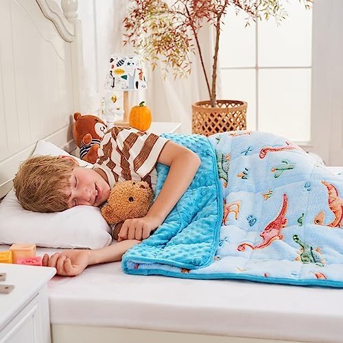Yescool Weighted Blanket 5 Pounds Weighted Lap Blanket  Glow In The Dark Dinosaur Heavy Blankets  Warm Minky Weighted Throw Blanket Gift For 40-60Lbs  36""X48"" - Image 4