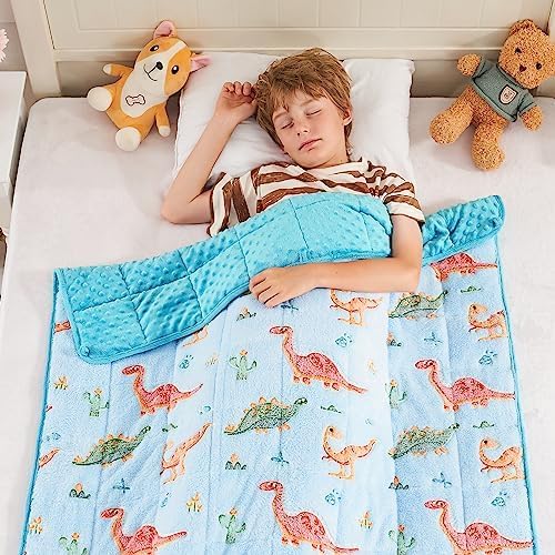 Yescool Weighted Blanket 5 Pounds Weighted Lap Blanket  Glow In The Dark Dinosaur Heavy Blankets  Warm Minky Weighted Throw Blanket Gift For 40-60Lbs  36""X48"" - Image 5