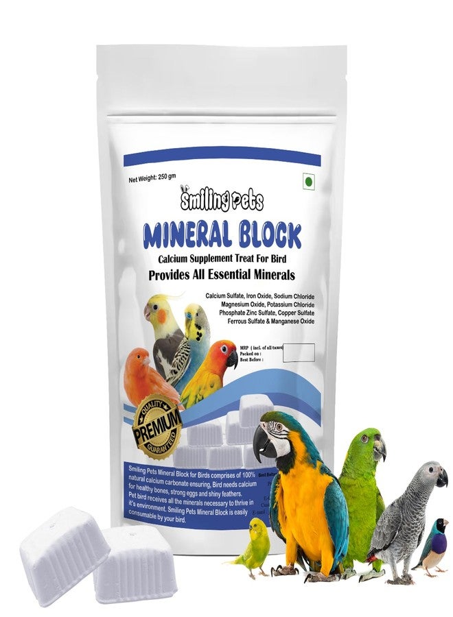 Smiling Pets Natural Calcium Mineral Block | Mineral Block Calcium Bird Feed Supplement Treat for All Life Stages Birds All Essential Minerals 250 Gm - Image 1