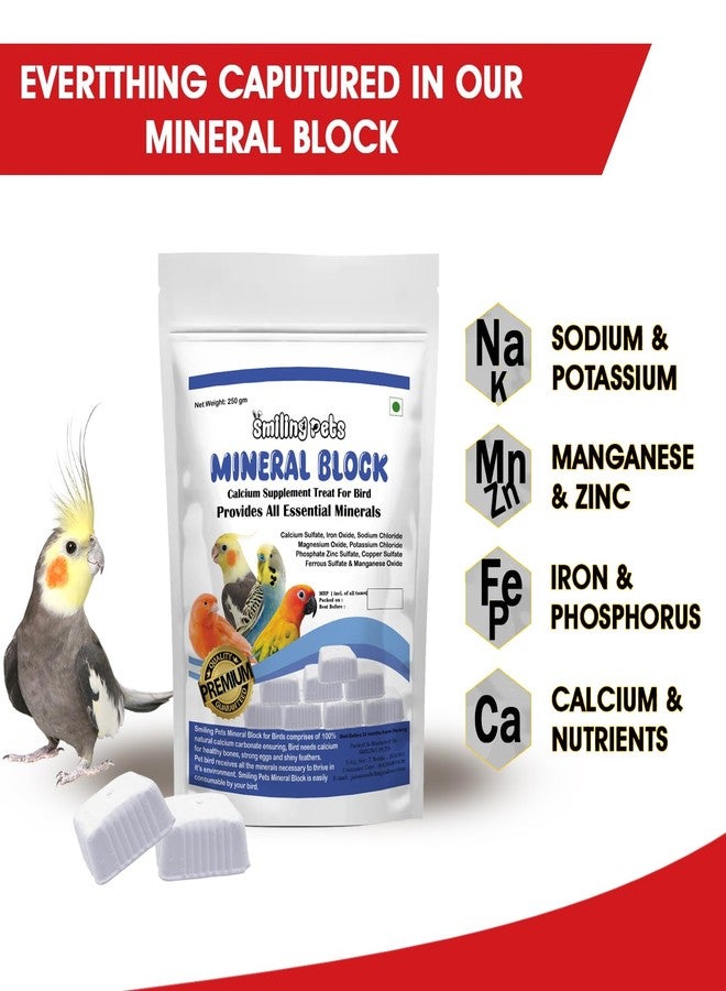 Smiling Pets Natural Calcium Mineral Block | Mineral Block Calcium Bird Feed Supplement Treat for All Life Stages Birds All Essential Minerals 250 Gm - Image 2