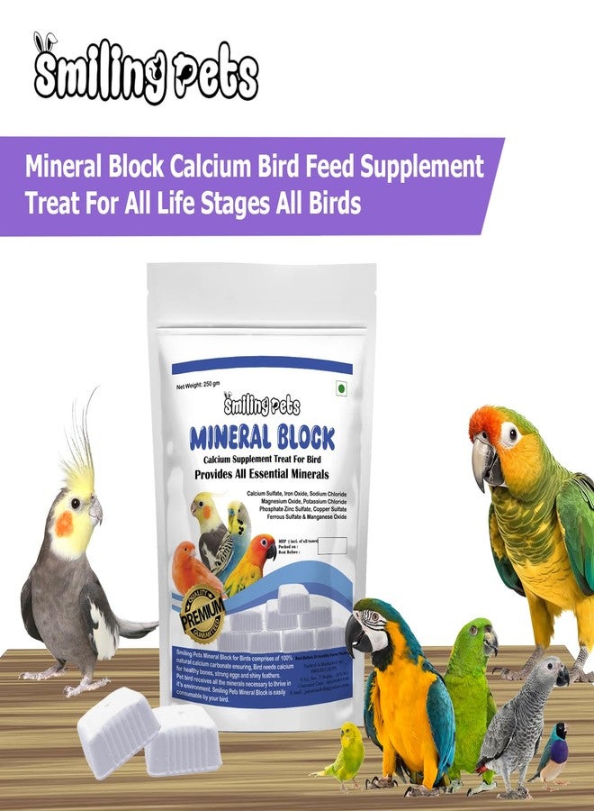 Smiling Pets Natural Calcium Mineral Block | Mineral Block Calcium Bird Feed Supplement Treat for All Life Stages Birds All Essential Minerals 250 Gm - Image 3