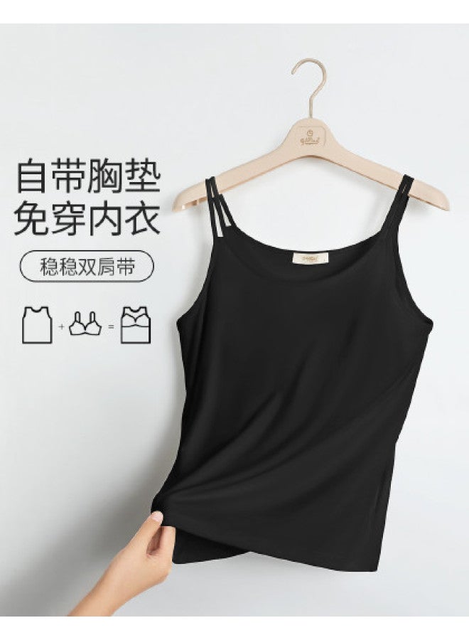 Goldlion Padded Slim Versatile Camisole For Women, Double Strap Layering Tank Top, Modal Sleeveless Vest For Outer Wear - Image 1